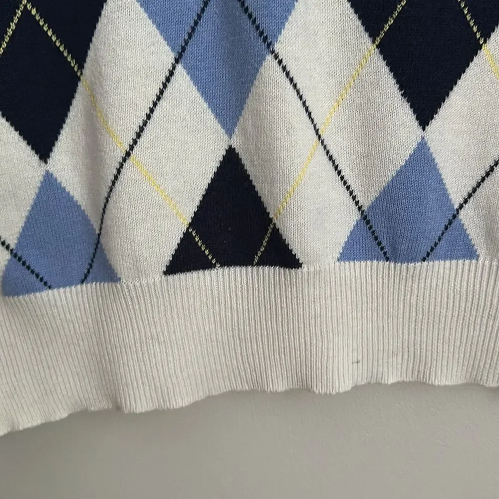 Polo Golf Ralph Lauren Argyle Sweater Vest Men's XL Blue/White Diamond Knit